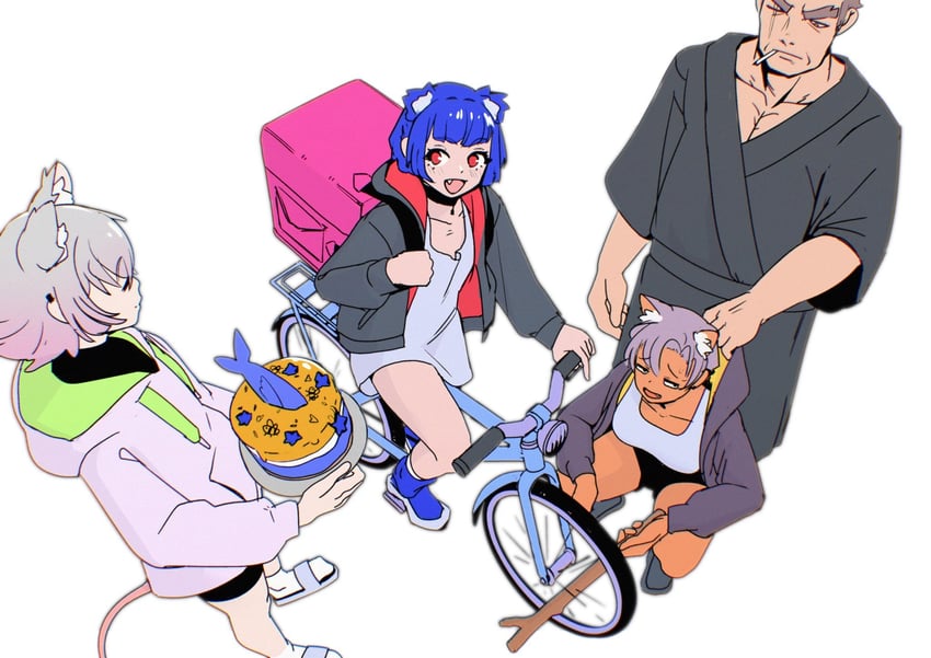 gris, kara, perl, and boss (go! go! gris!) drawn by grey_no_haru and qwetzo