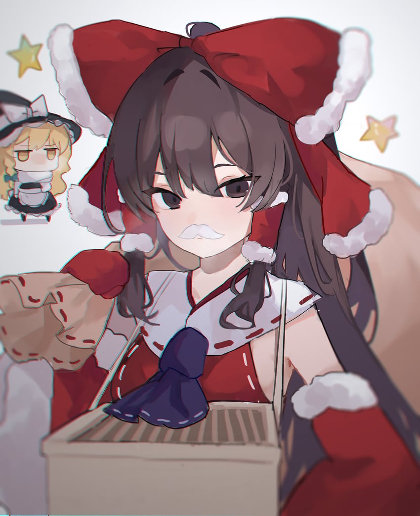 hakurei reimu and kirisame marisa (touhou) drawn by kani_nyan