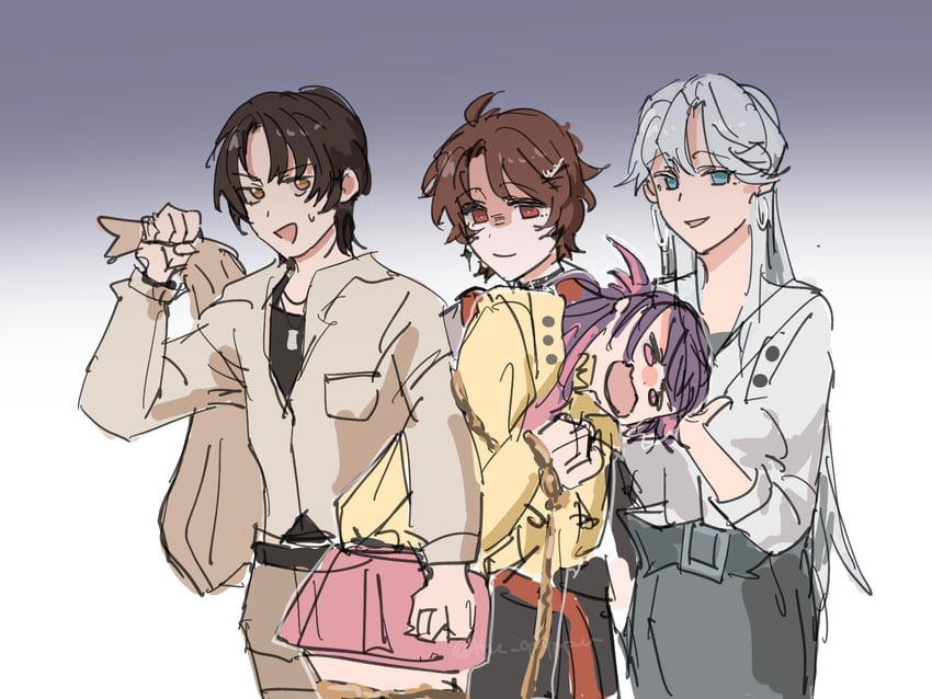 selene yan, iris wen, nyx xia, and eleanor si (love curse: find your soulmate) drawn by the_quipper