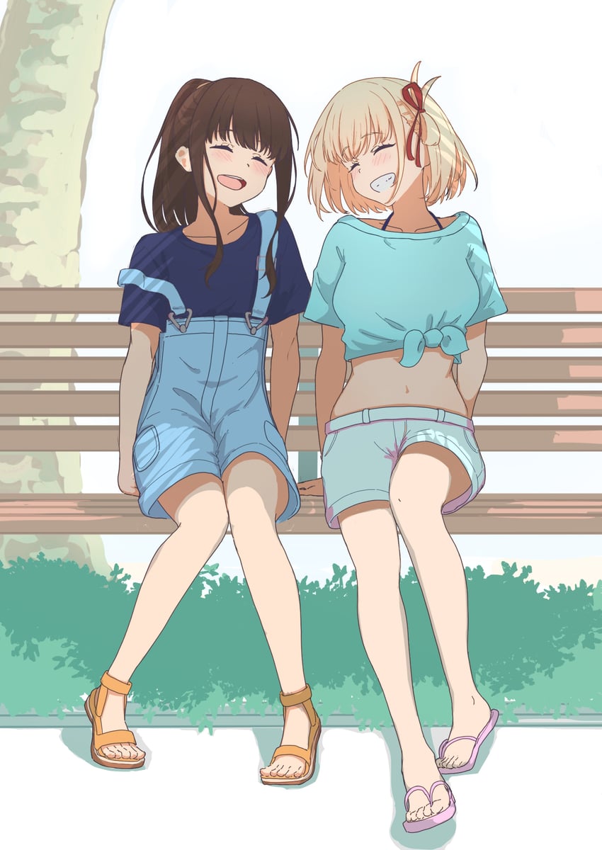 nishikigi chisato and inoue takina (lycoris recoil) drawn by akaneiro_(akane_color35)
