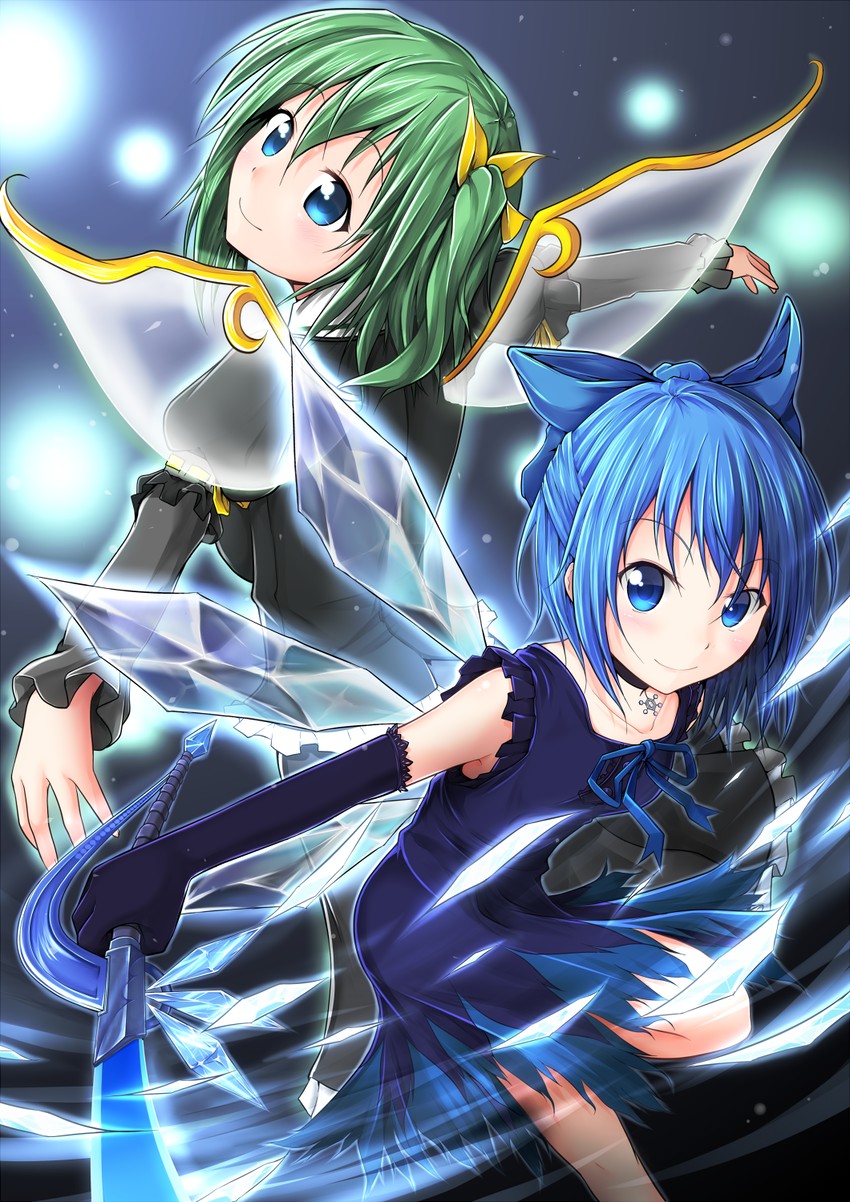 cirno and daiyousei (touhou) drawn by ebi_senbei