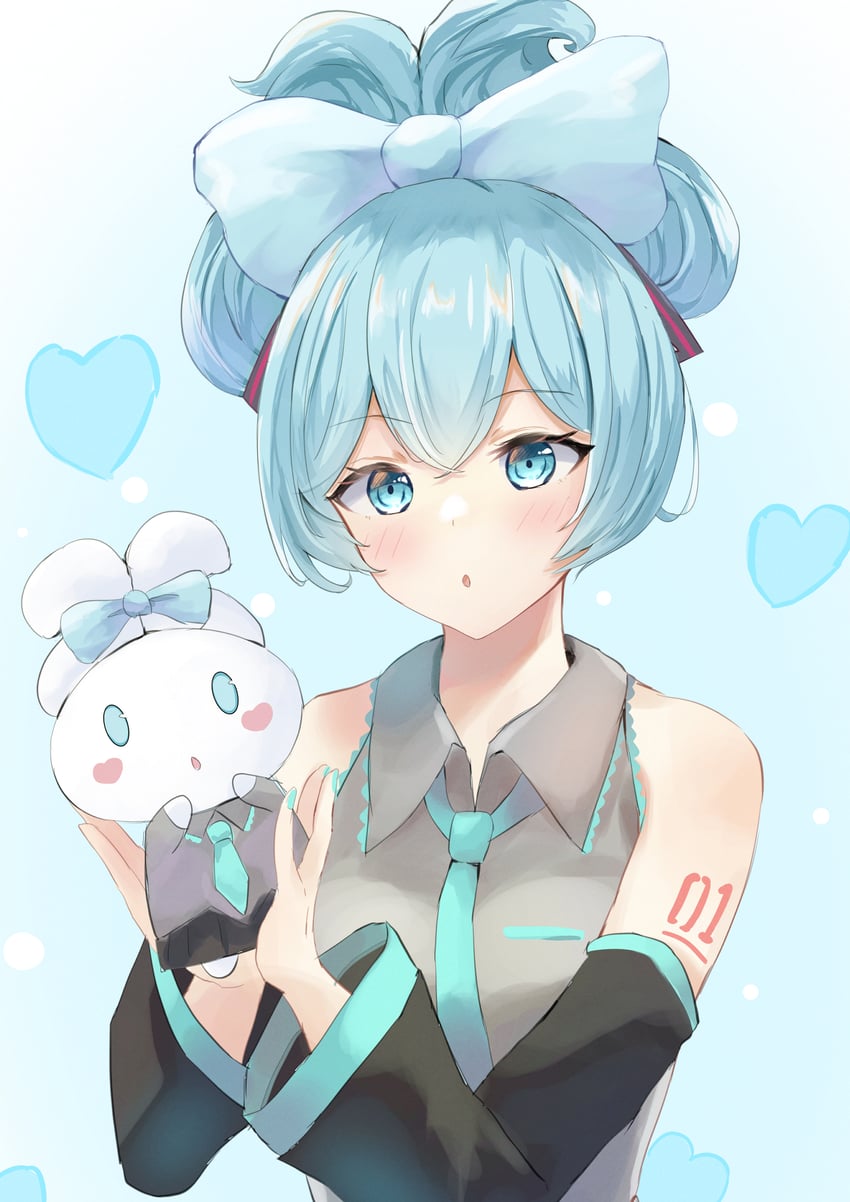 hatsune miku, cinnamoroll, and cinnamiku (vocaloid and 2 more) drawn by kunizaki