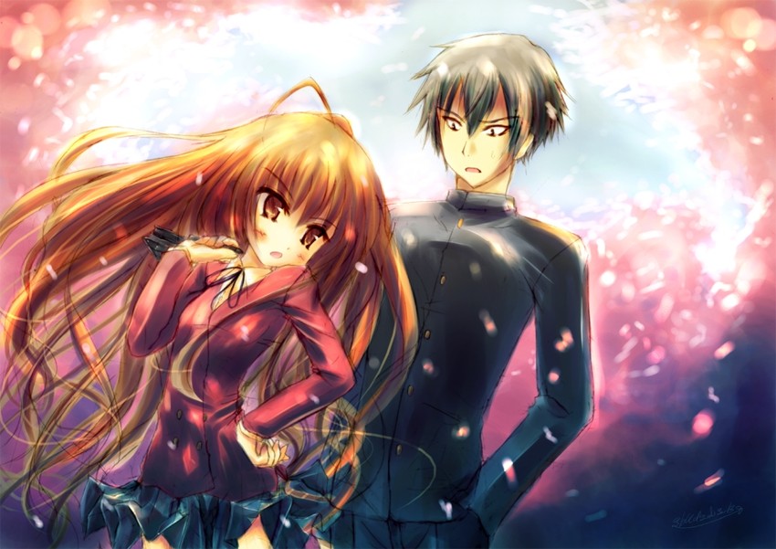 aisaka taiga and takasu ryuuji (toradora!) drawn by abudala