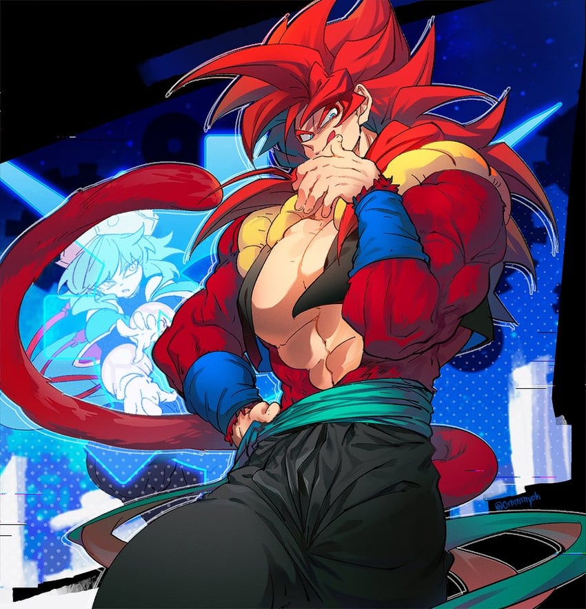 gogeta and aeos (dragon ball and 1 more) drawn by ommmyoh