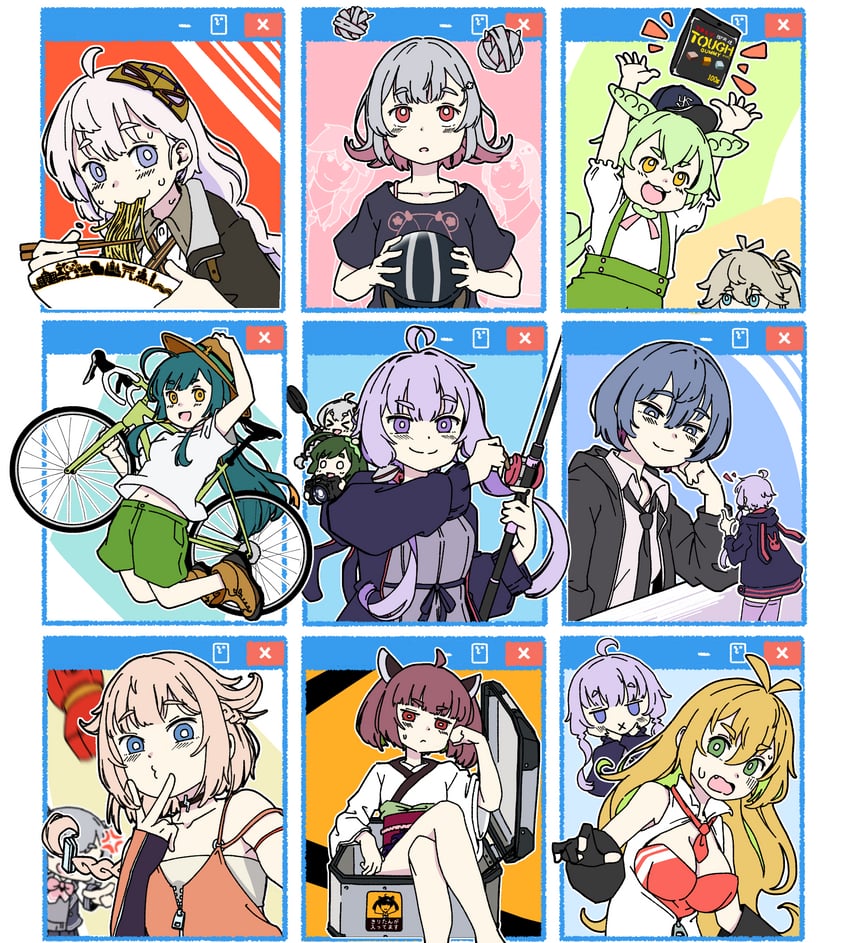 yuzuki yukari, kizuna akari, touhoku kiritan, zundamon, tsurumaki maki, and 4 more (vocaloid and 5 more) drawn by pepechi