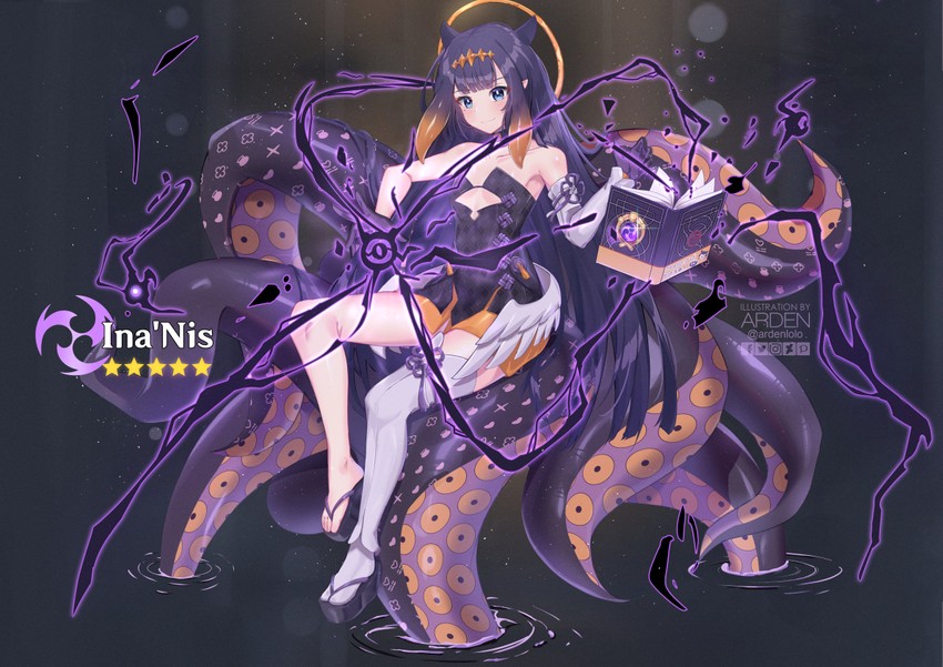 ninomae ina'nis and ao-chan (hololive and 2 more) drawn by ardenlolo