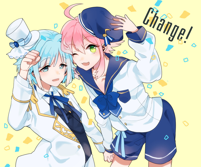 himemiya tori and shino hajime (ensemble stars!) drawn by juri_(nattoutomato) and kori_(etinop)