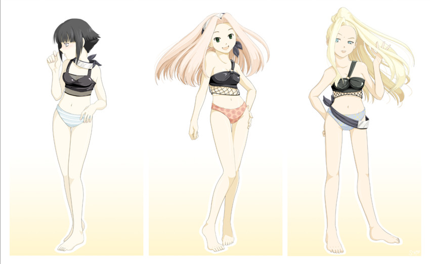 haruno sakura, hyuuga hinata, and yamanaka ino (naruto) drawn by booism