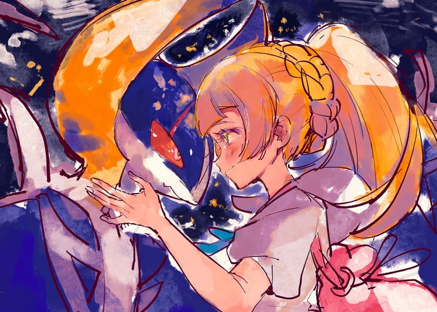 lillie and lunala (pokemon and 1 more) drawn by fukuzawa_(huku486)