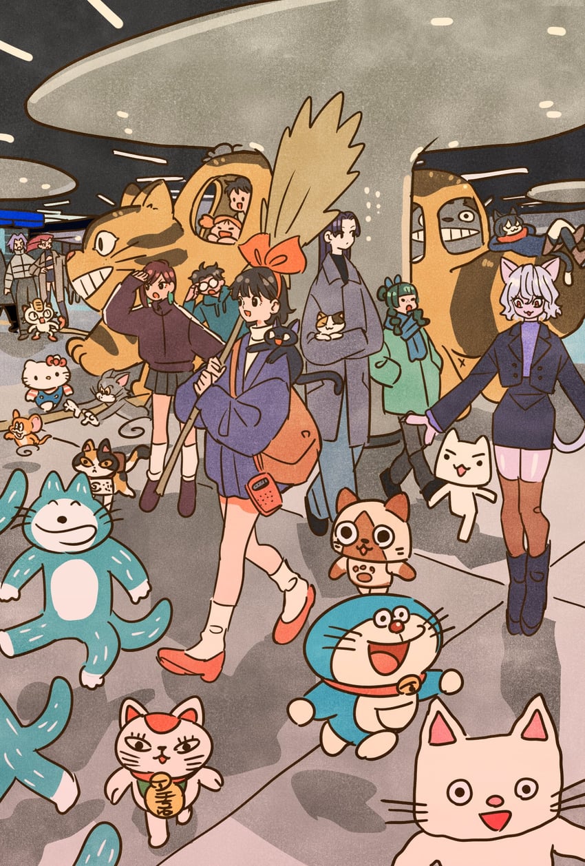 ayase momo, jessie, james, takakura ken, meowth, and 19 more (pokemon and 15 more) drawn by takeuchi_ryousuke