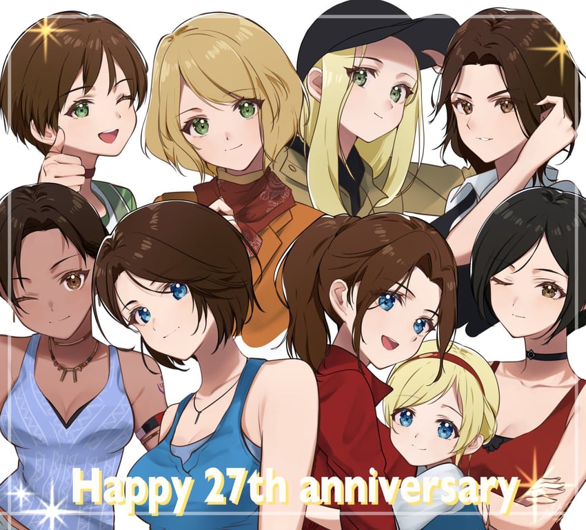 jill valentine, ada wong, ashley graham, claire redfield, sherry birkin, and 4 more (resident evil and 8 more) drawn by mar0maru