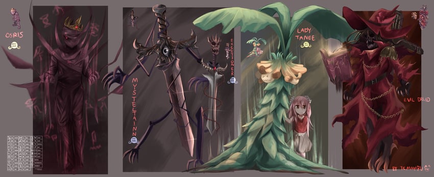 lady tanee, osiris, evil druid, mysteltainn, and executioner (ragnarok online) drawn by temmaru