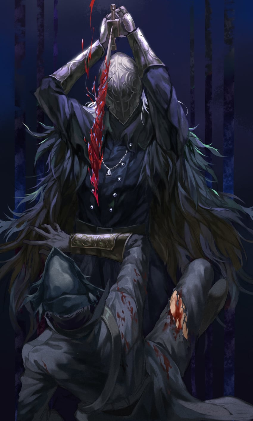 hunter and bloody crow of cainhurst (bloodborne) drawn by yujia0412