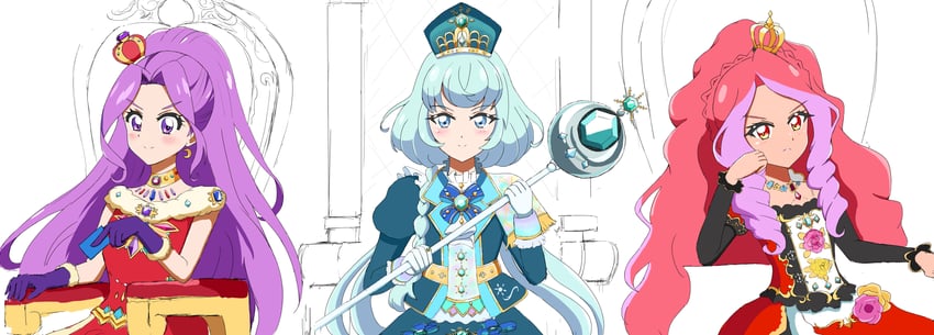 kanzaki mizuki, alicia charlotte, and tensho hibiki (aikatsu! and 1 more) drawn by ddren_(aikatsu)
