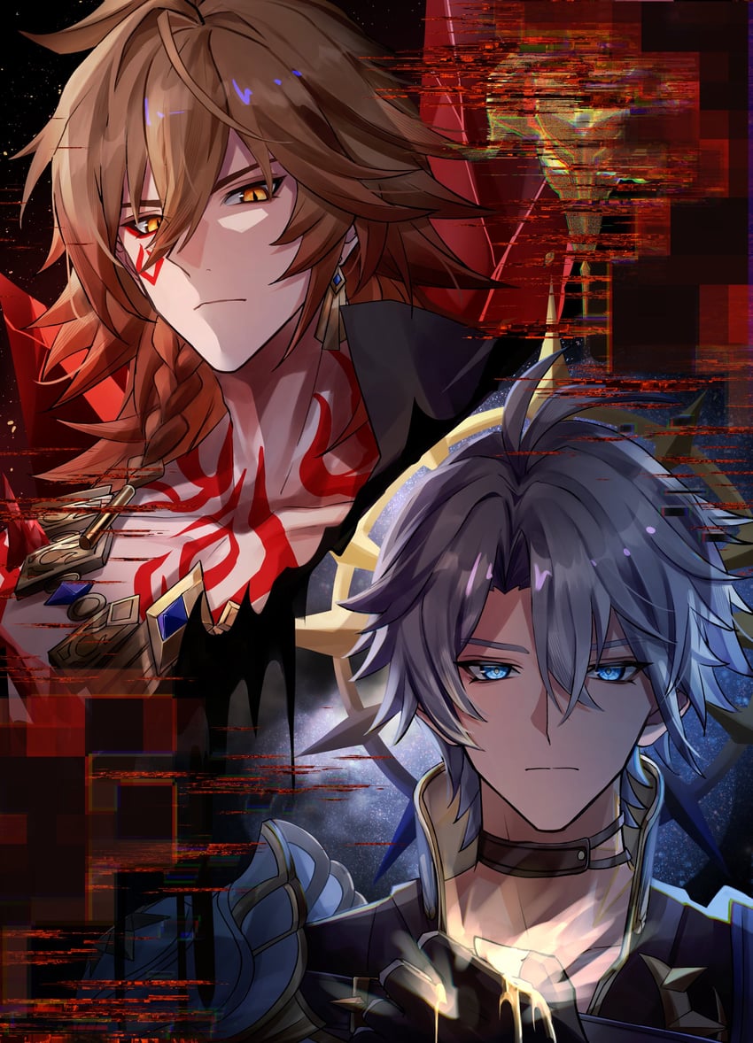 phainon and mydei (honkai and 1 more) drawn by monyo_ex