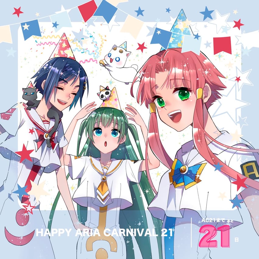 mizunashi akari, alice carroll, aika granzchesta, aria pokoteng, president maa, and 1 more (aria) drawn by kagura_(anomalo-anima)