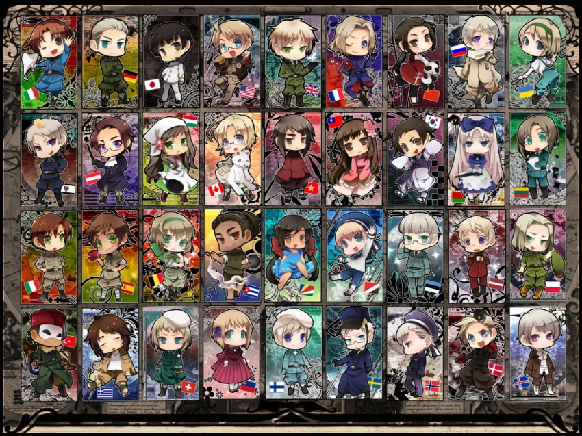 america, united kingdom, japan, russia, china, and 31 more (axis powers hetalia) drawn by hetaraion