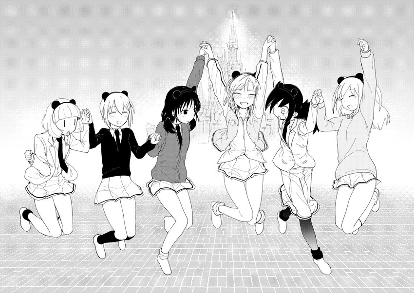 kuroki tomoko, tamura yuri, nemoto hina, uchi emiri, yoshida masaki, and 1 more (watashi ga motenai no wa dou kangaetemo omaera ga warui!) drawn by satou_takumi