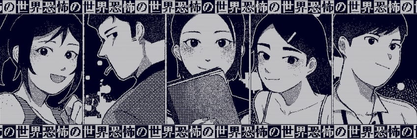 mizuki hamasaki, kirie minami, kouji tagawa, aiko takahashi, and haru (world of horror) drawn by xqxbi