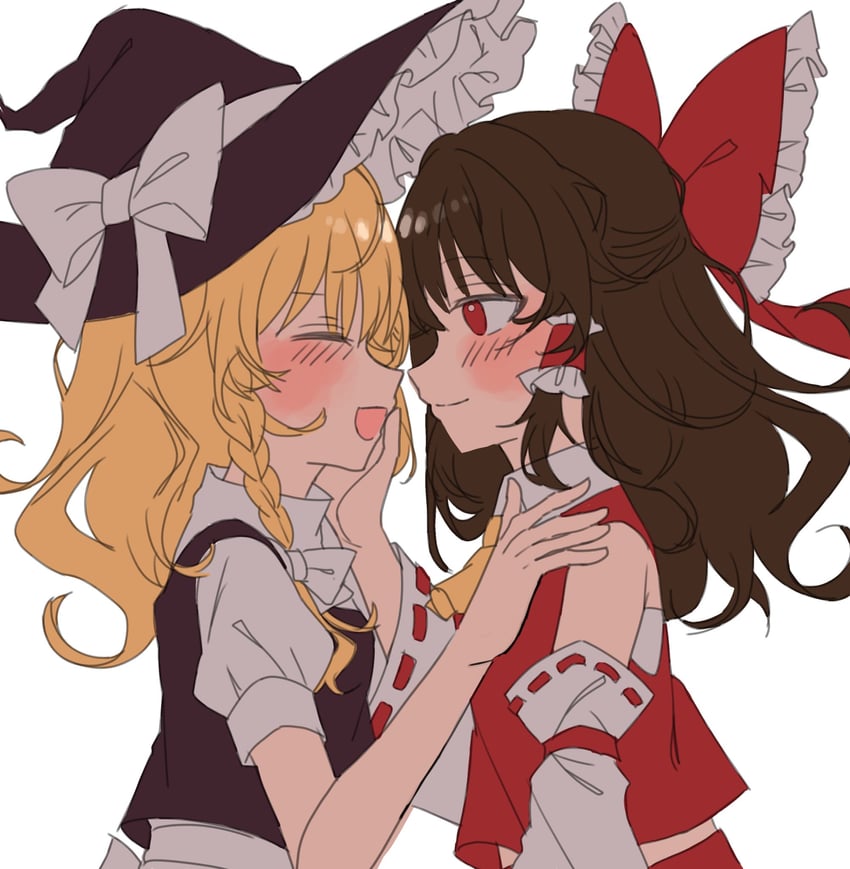 hakurei reimu and kirisame marisa (touhou) drawn by amatukimahoro