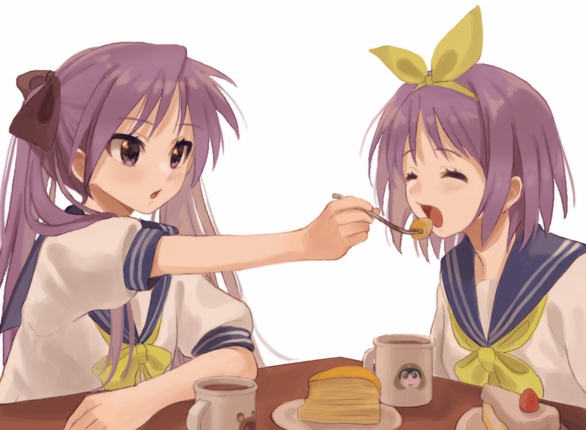 hiiragi kagami and hiiragi tsukasa (lucky star) drawn by tanupon