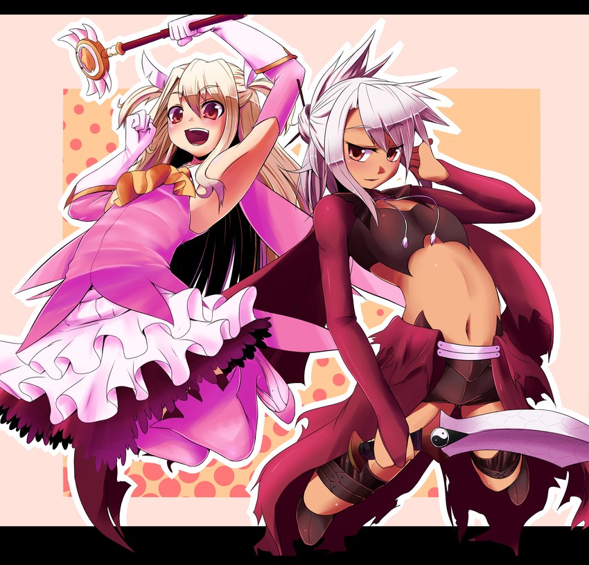 illyasviel von einzbern, chloe von einzbern, prisma illya, and magical ruby (fate and 1 more) drawn by dekapoi