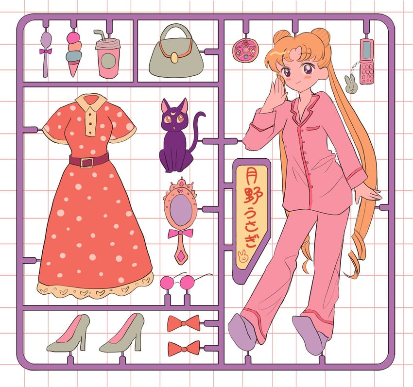 tsukino usagi and luna (bishoujo senshi sailor moon and 1 more) drawn by kitakugoneru