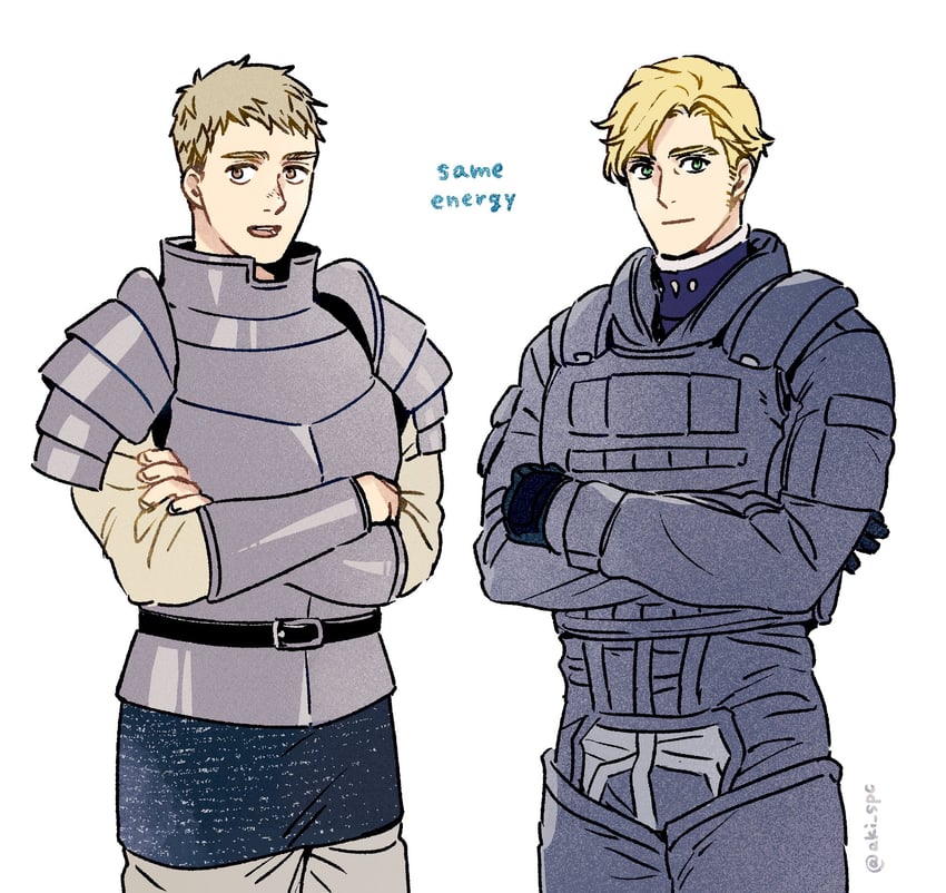 laios touden and lewis smith (dungeon meshi and 1 more) drawn by aki_(supekutooru)