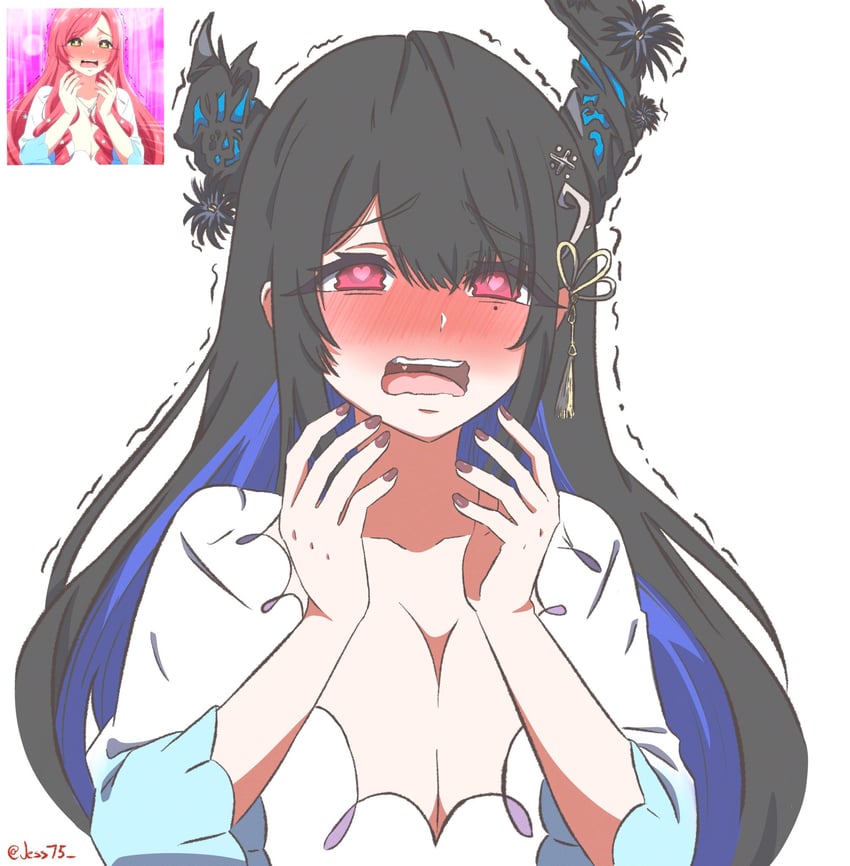 nerissa ravencroft and hanazono hahari (hololive and 2 more) drawn by jess75