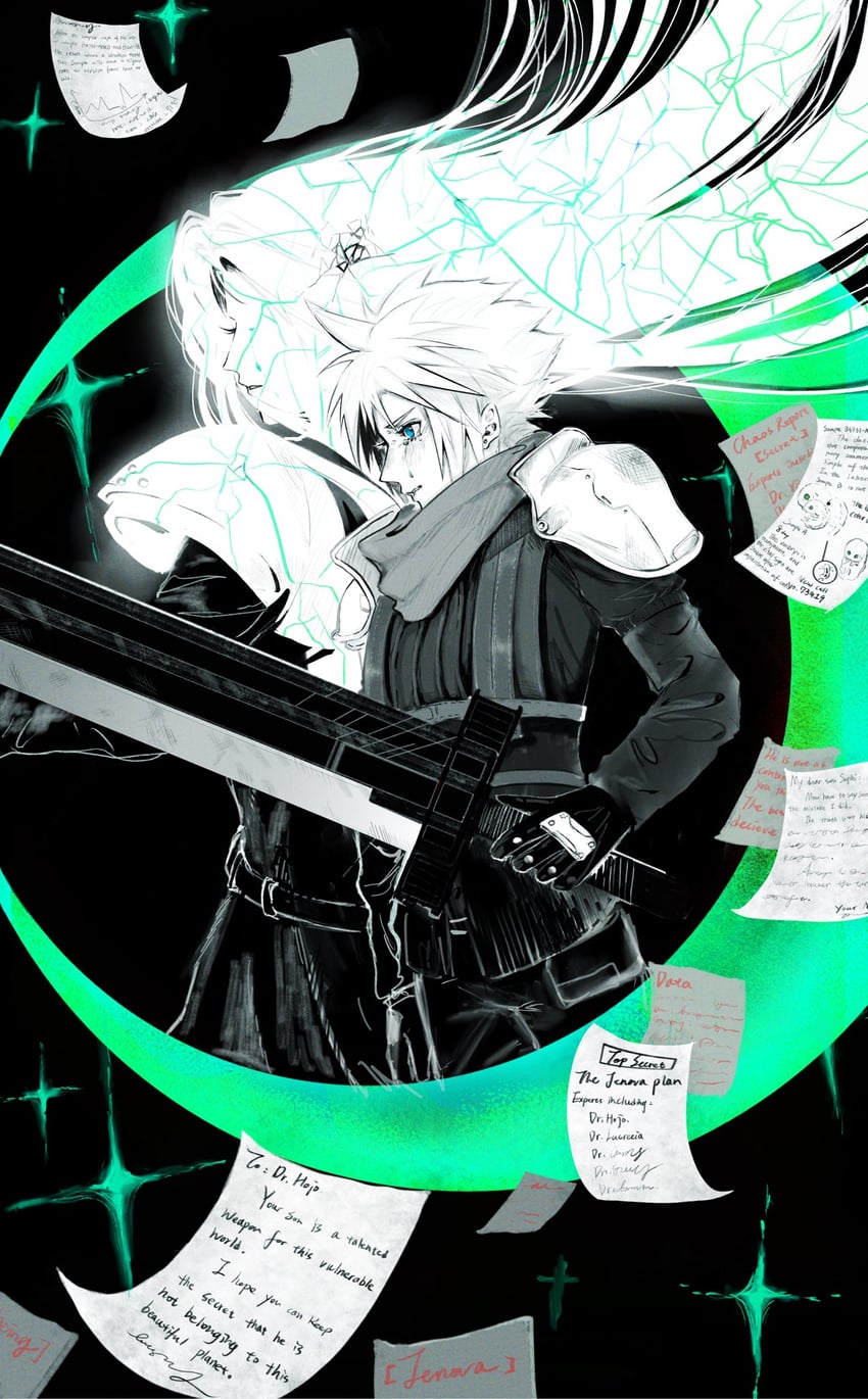 cloud strife and sephiroth (final fantasy and 2 more) drawn by patcat4me