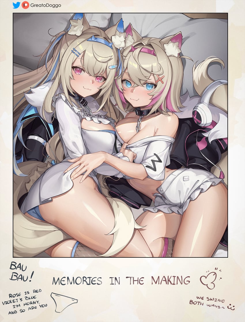 fuwawa abyssgard and mococo abyssgard (hololive and 1 more) drawn by greatodoggo
