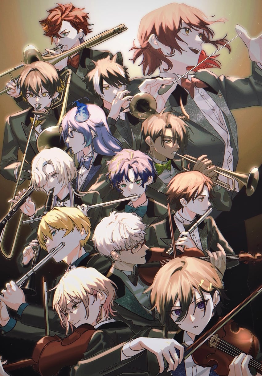 kageyama shien, astel leda, hanasaki miyabi, kanade izuru, aragami oga, and 8 more (holostars) drawn by momiage_40