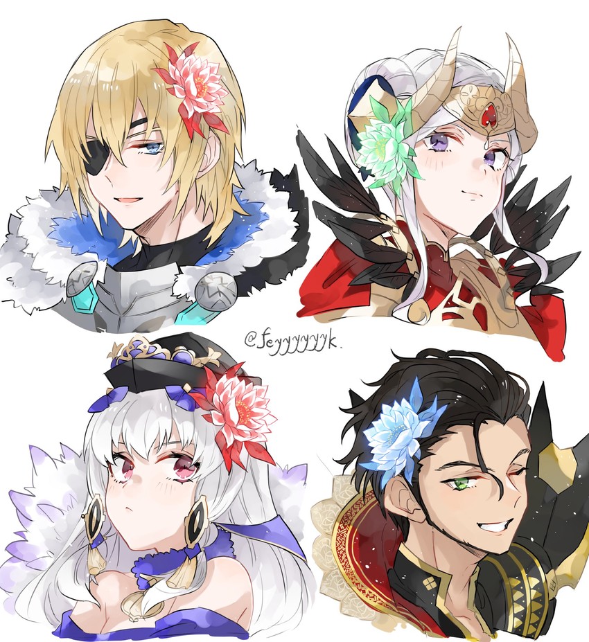 edelgard von hresvelg, dimitri alexandre blaiddyd, lysithea von ordelia, and claude von riegan (fire emblem and 2 more) drawn by feyyyyyyk