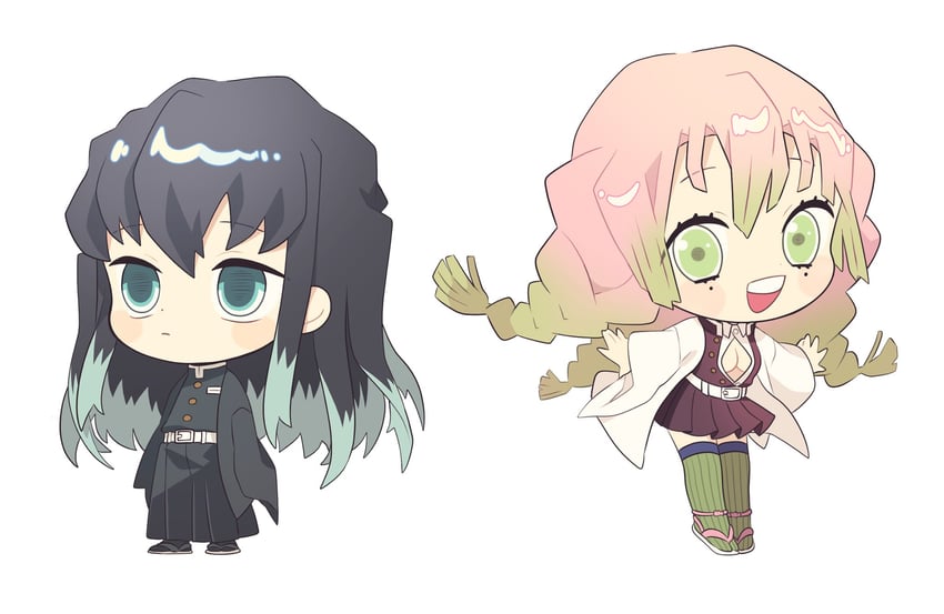 kanroji mitsuri and tokitou muichirou (kimetsu no yaiba) drawn by homa_corn