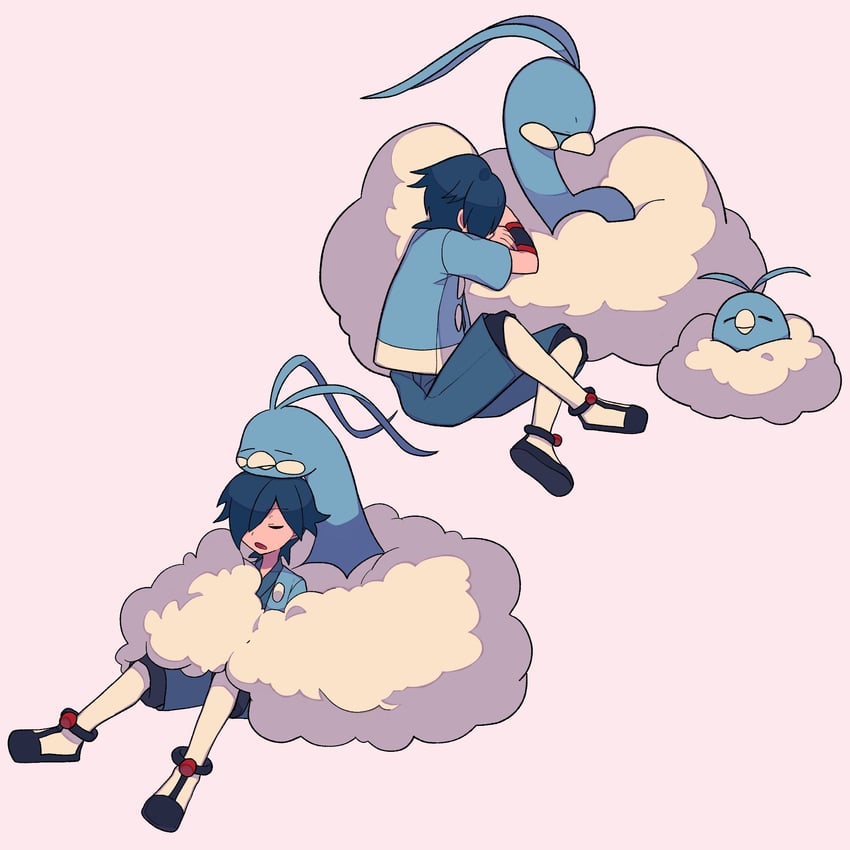 altaria, swablu, and falkner (pokemon and 1 more) drawn by tyako_089