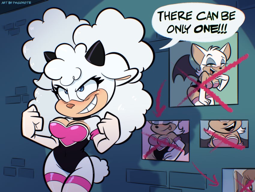 rouge the bat, vanilla the rabbit, and lanolin the sheep (sonic and 1 more) drawn by psicoyote