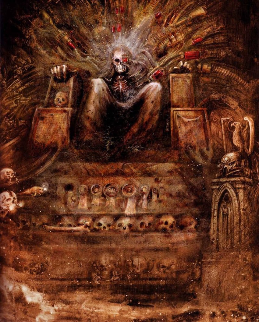 emperor of mankind (warhammer 40k) drawn by john_blanche