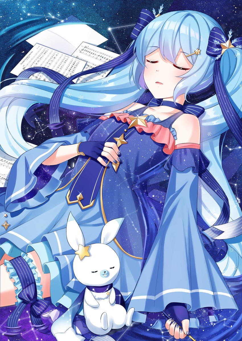 hatsune miku, yuki miku, and rabbit yukine (vocaloid and 1 more) drawn by shyaka