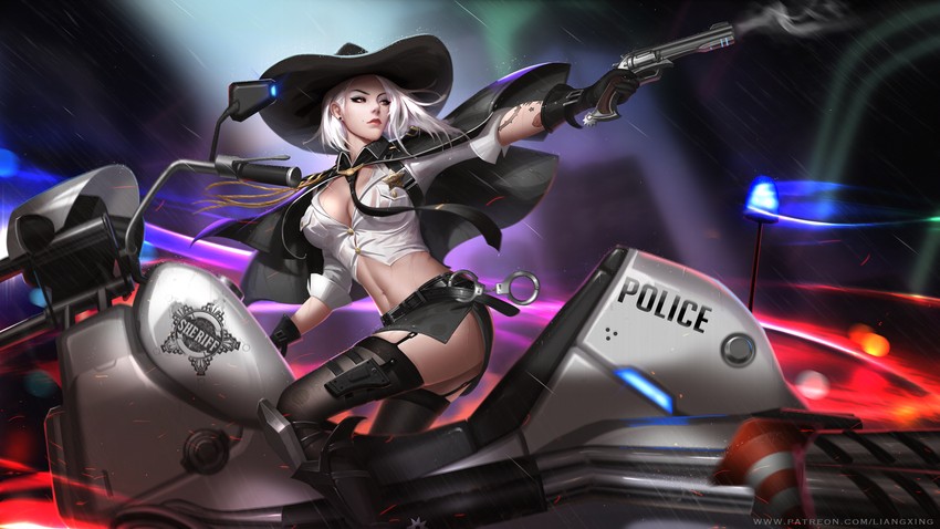 ashe (overwatch and 1 more) drawn by liang_xing