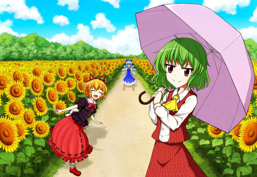 cirno, kazami yuuka, and medicine melancholy (touhou) drawn by yantaro_sun