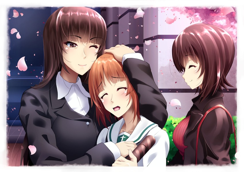 nishizumi miho, nishizumi maho, and nishizumi shiho (girls und panzer) drawn by miraino_tsubasa