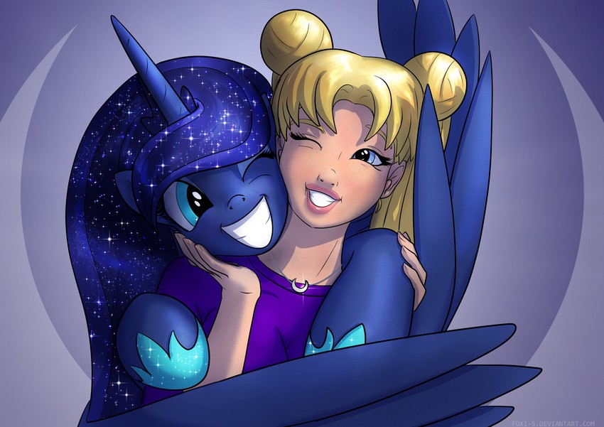 tsukino usagi and princess luna (bishoujo senshi sailor moon and 2 more) drawn by foxi-5