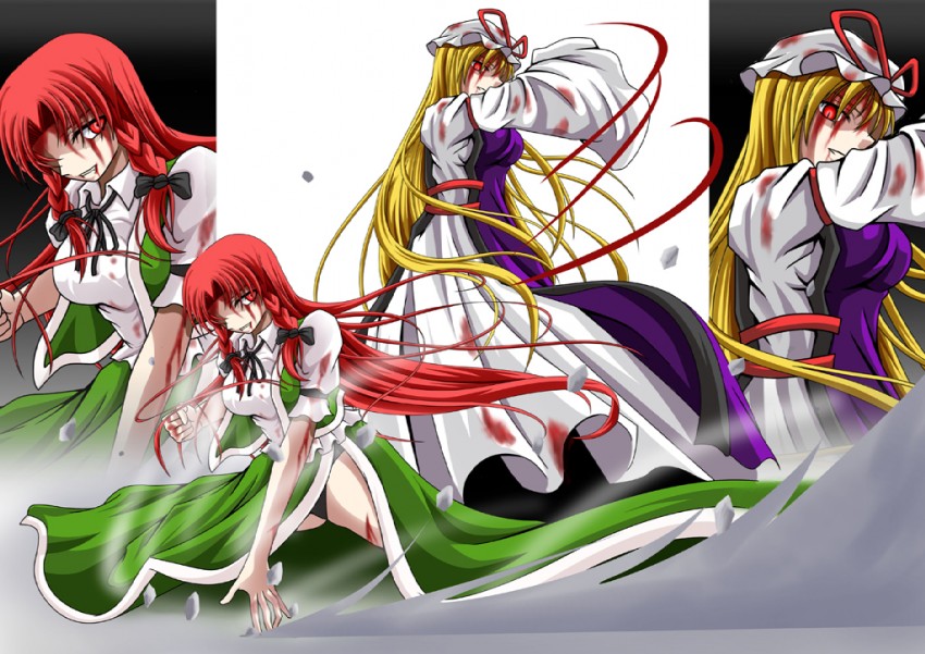 yakumo yukari and hong meiling (touhou) drawn by hakomaru_(pandora_box)
