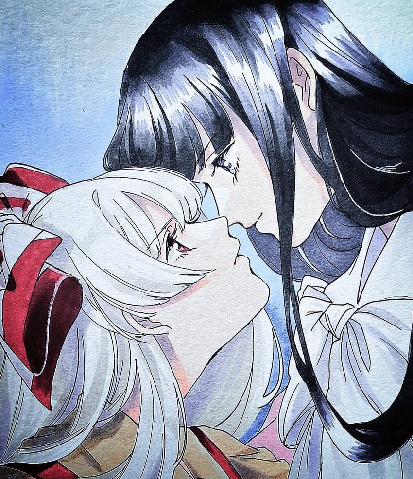 fujiwara no mokou and houraisan kaguya (touhou) drawn by mokoiscat