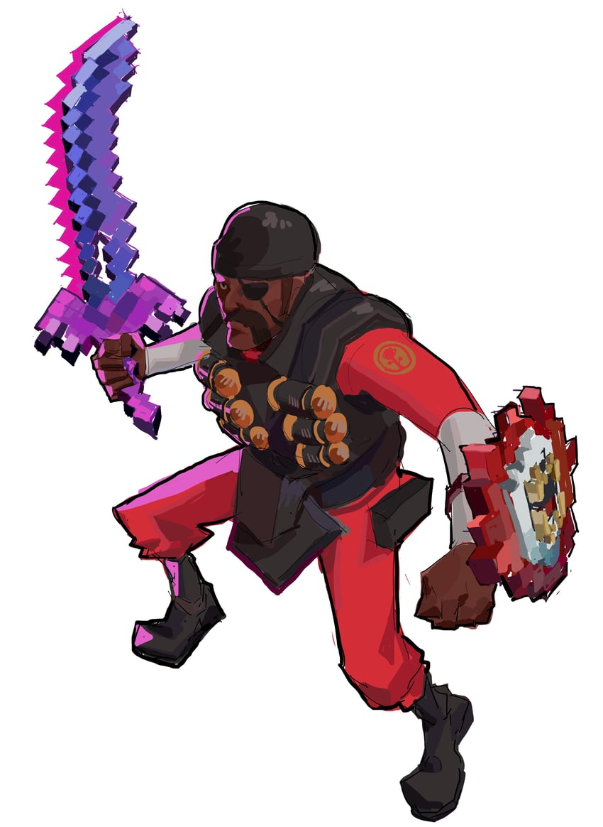 demoman and red demoman (team fortress 2 and 1 more) drawn by shaw9987