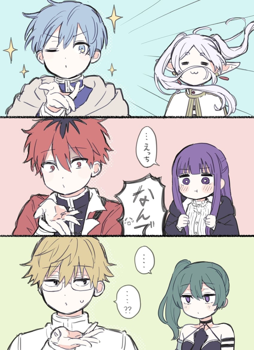 frieren, fern, ubel, stark, himmel, and 1 more (sousou no frieren) drawn by non20non22
