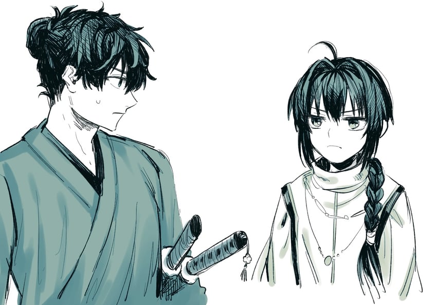 yamato takeru and miyamoto iori (fate and 1 more) drawn by shimazu.