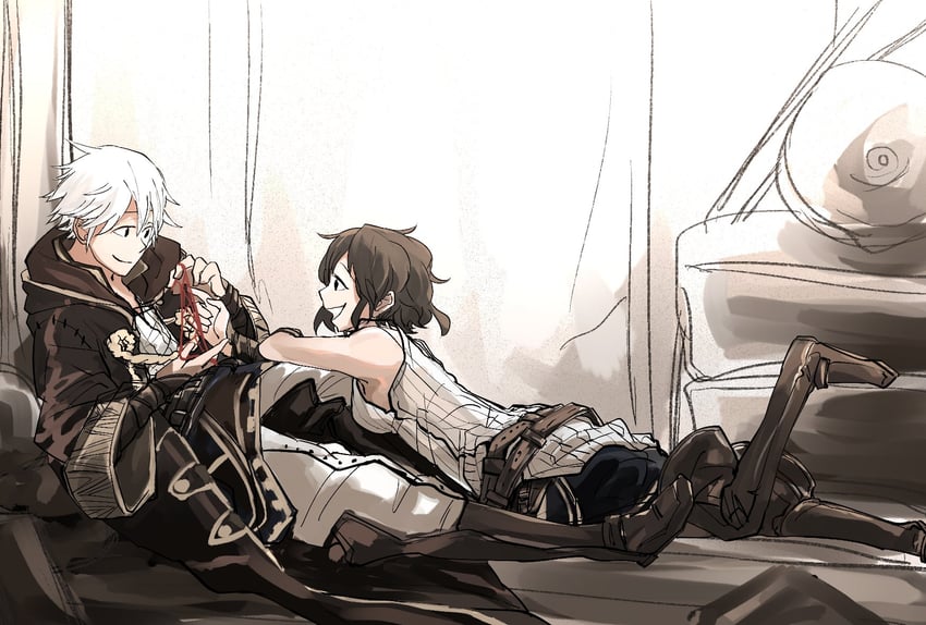 male robin and female morgan (fire emblem and 1 more) drawn by fe_erre