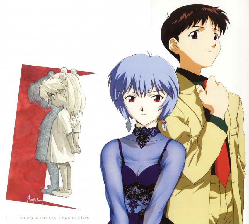 souryuu asuka langley, ayanami rei, and ikari shinji (neon genesis evangelion) drawn by hasegawa_shin'ya