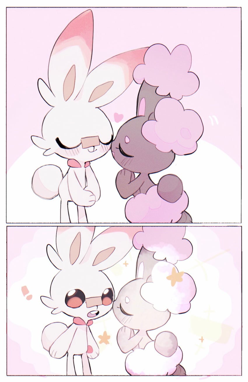scorbunny and buneary (pokemon) drawn by masayo_(skip)